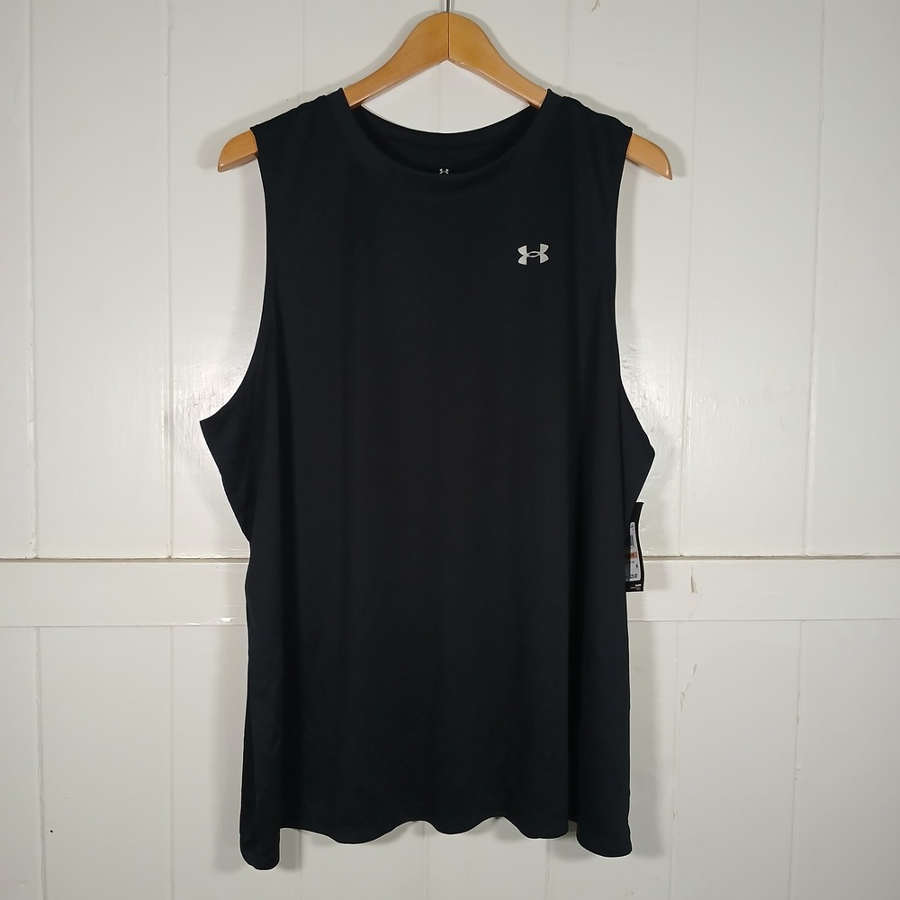 Under Armour Velocity Solid Tank Women 2X Black Loose Fit Sleeveless 1384213